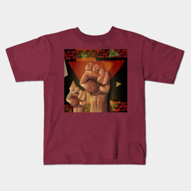 Black Lives Matter - Multiple Wooden Fists Kids T-Shirt by Technically Reel Snake